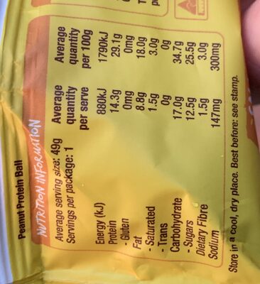 Peanut Protein Ball - Nutrition facts