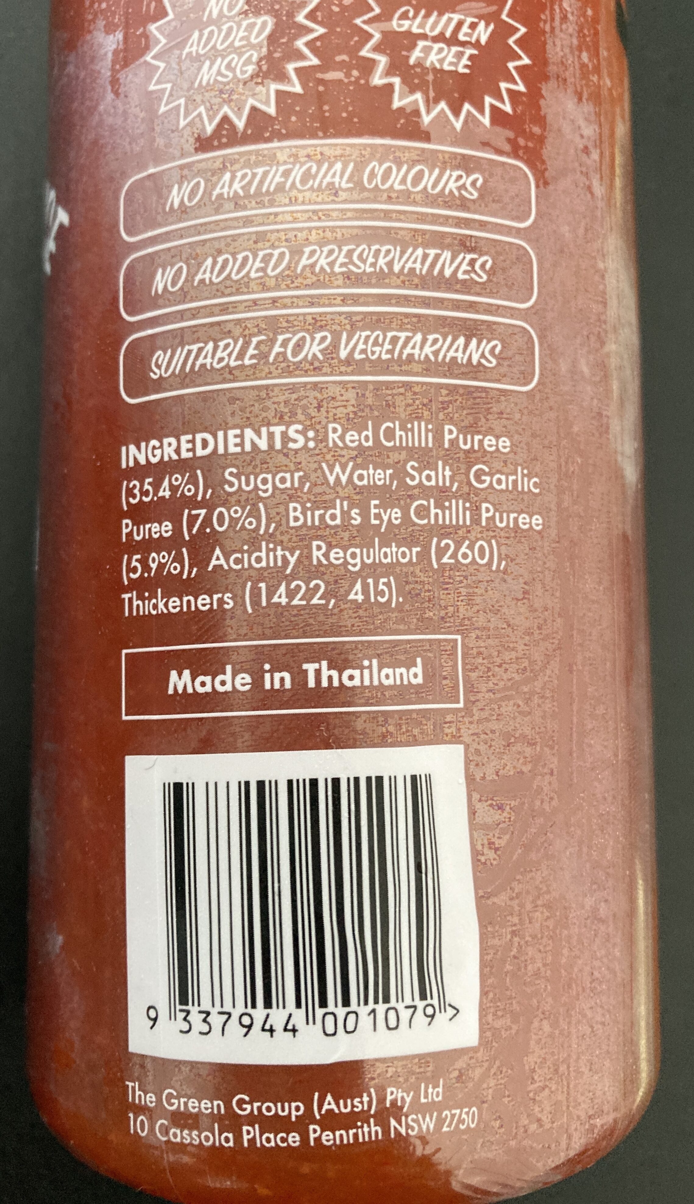 Sriracha Hot Sauce - Ingredients
