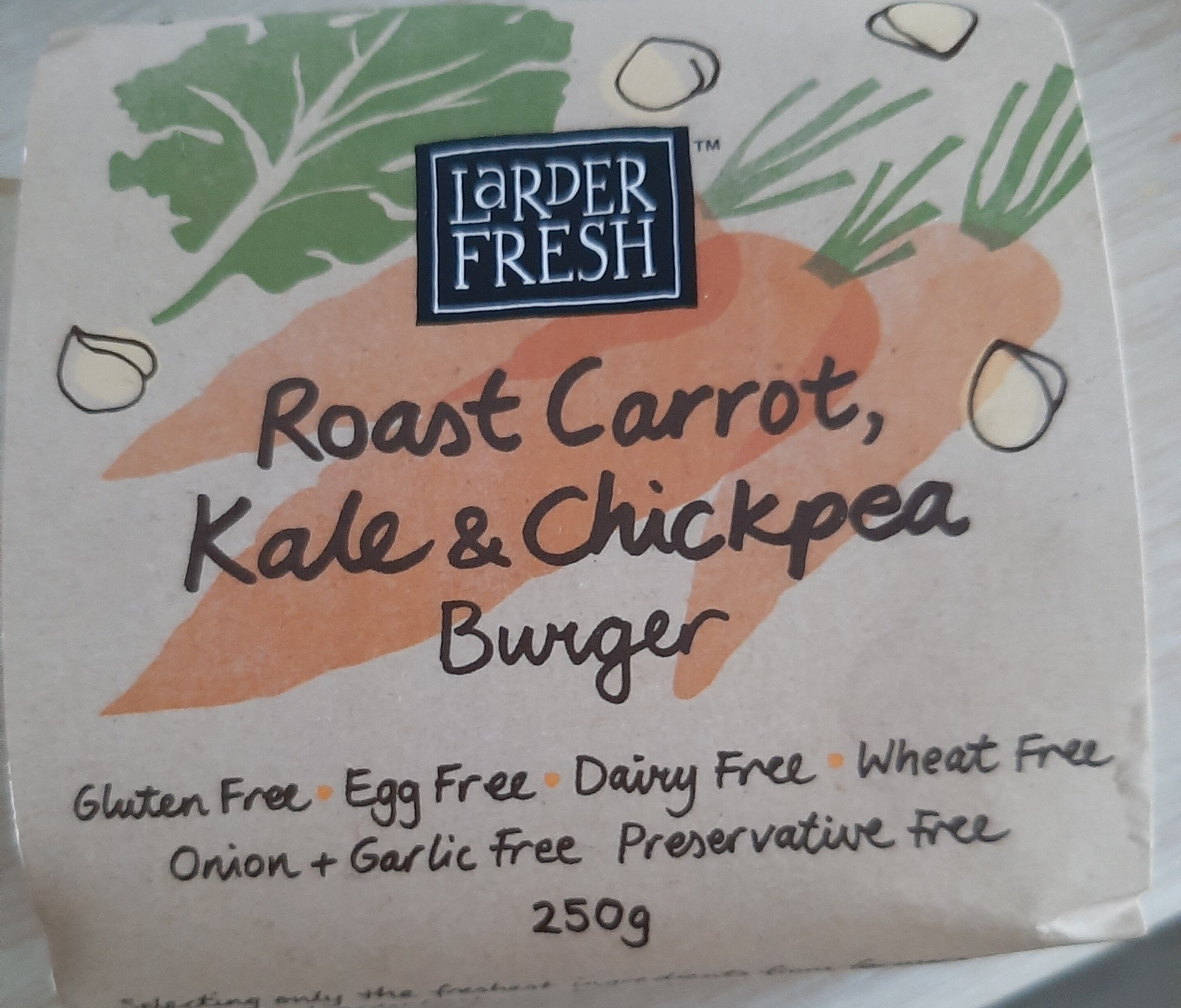 roast carrot, kale and chickpea burger - Product