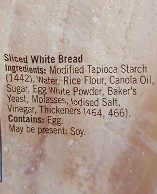 Gluten Free Rustic White Bread - Ingredients