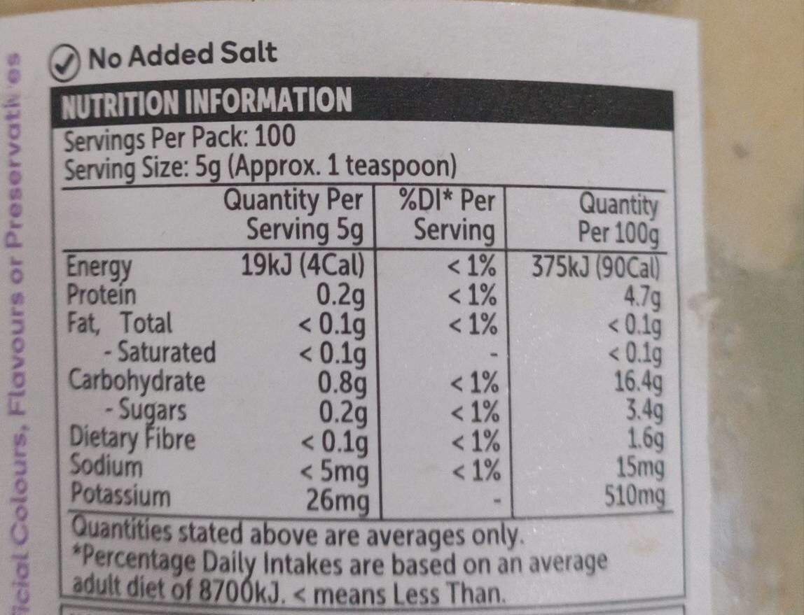 Minced garlic - Nutrition facts
