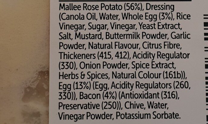 potato egg bacon salad - Ingredients