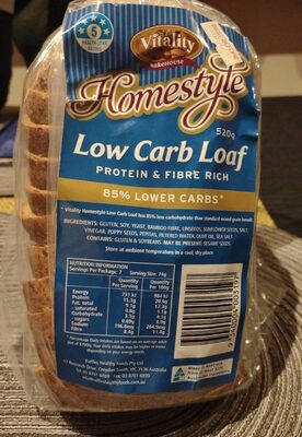 Calories in Vitality Bakehouse Homestyle Low Carb Loaf
