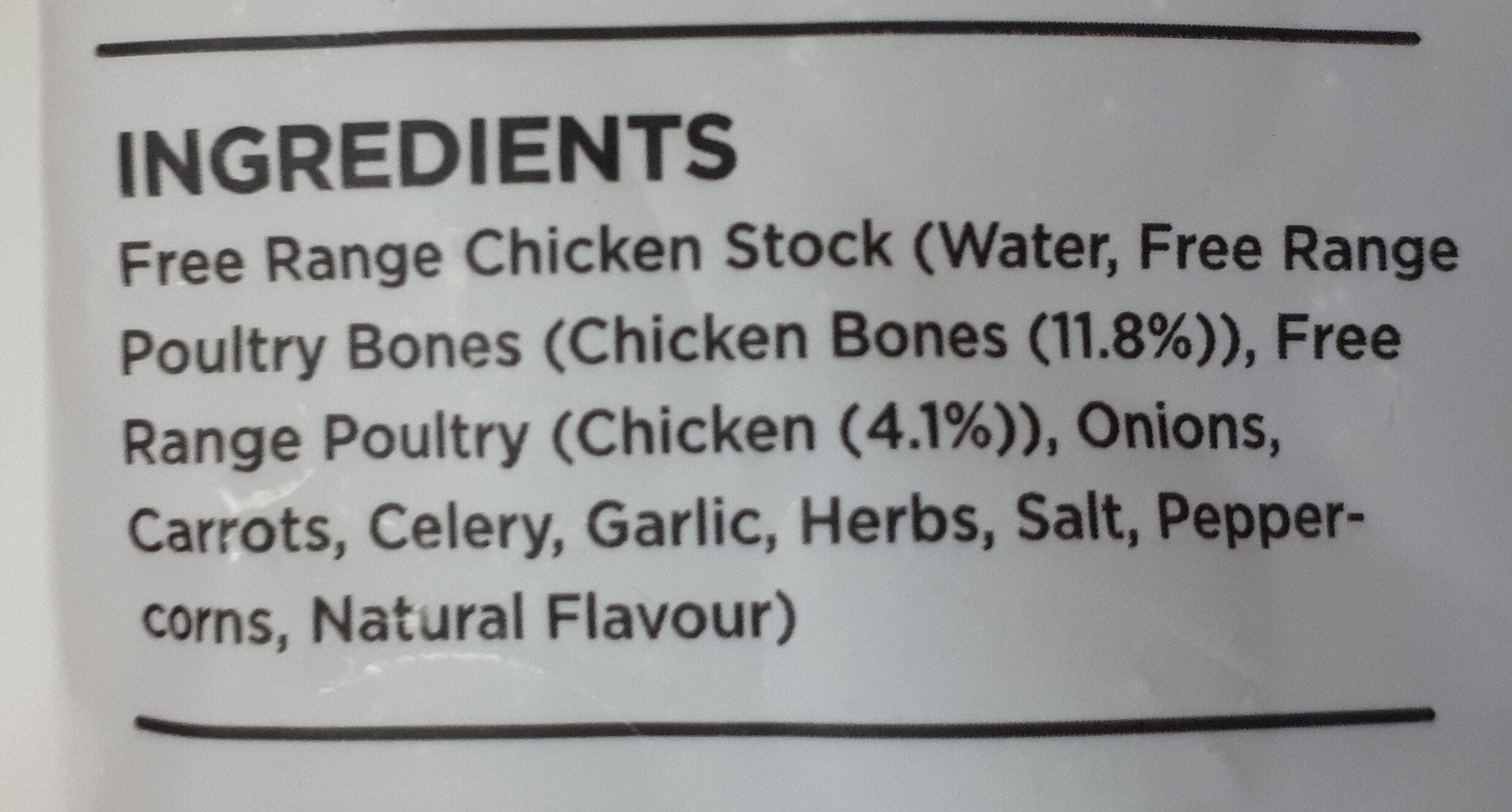 Free range chicken stock - Ingredients