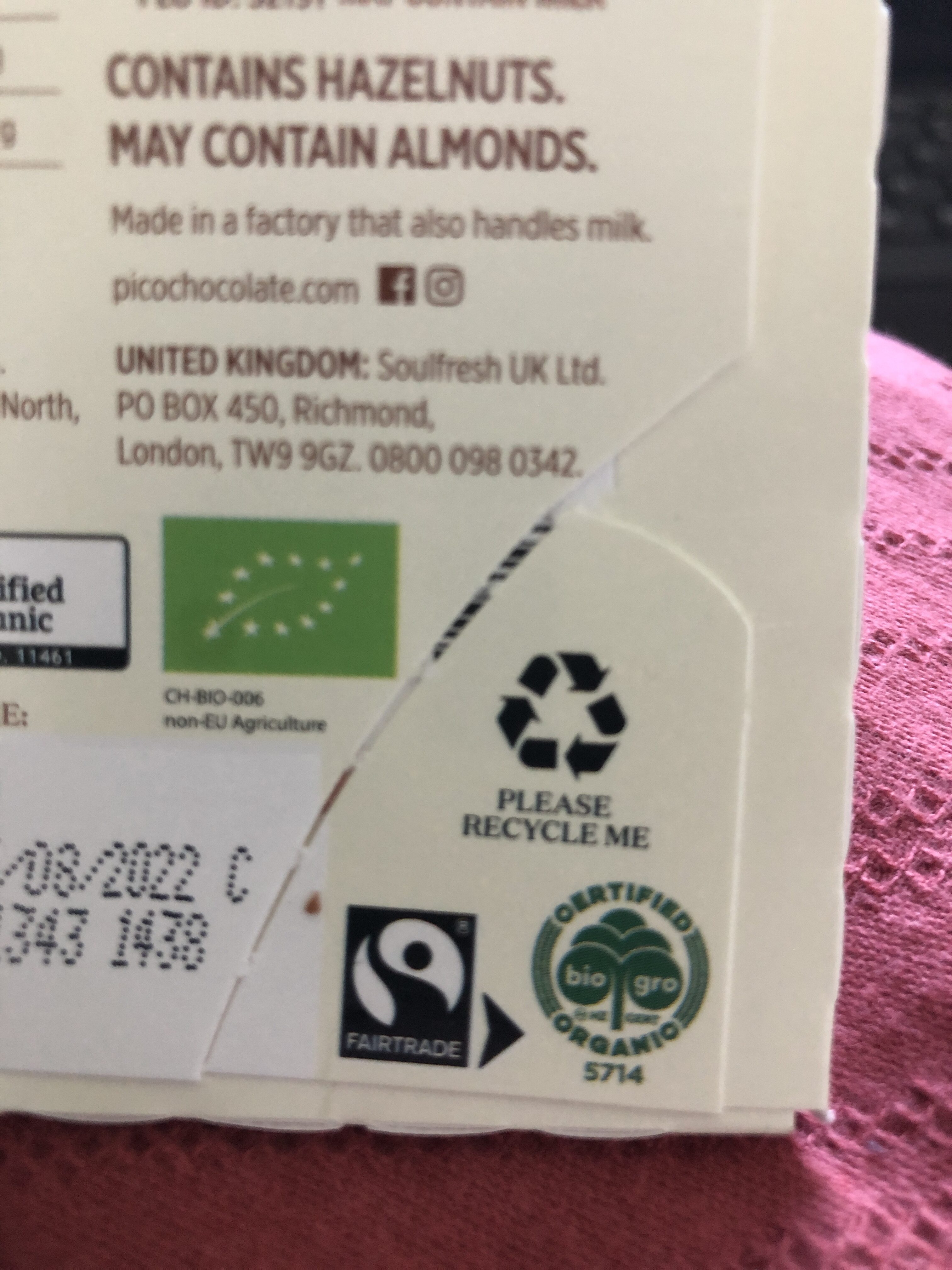 Pico Vegan Organic Hazelnut Milk - Recycling instructions and/or packaging information