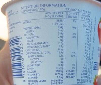 Vitasoy Yoghurt - Nutrition facts