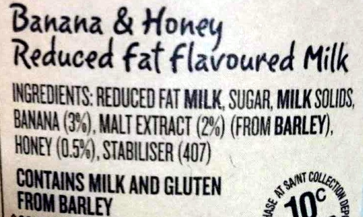 Just Natural Banana & Honey - Ingredients