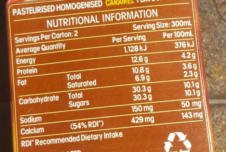 Oak The Max Molten Caramel - Nutrition facts