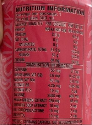 Monster Pipeline Punch - Nutrition facts