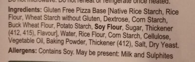 Gluten free pizza base - Ingredients