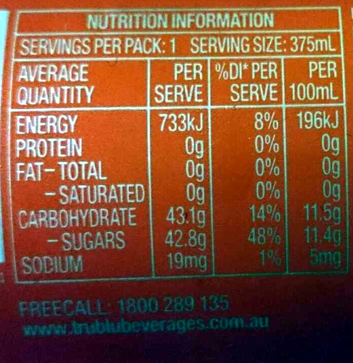 LA Ice Cola - Nutrition facts