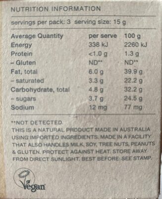 Macadamia - Nutrition facts