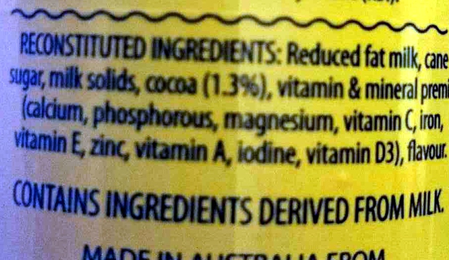 Fortified Milk Chocolate Flavour - Ingredients