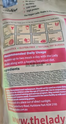 The Lady Shake Vegan - Ingredients