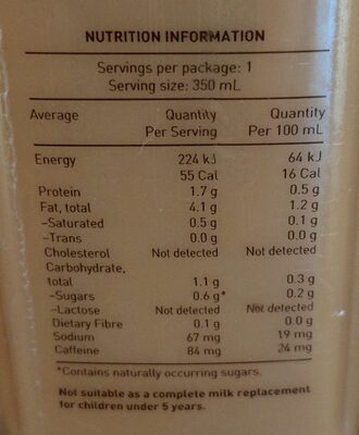 Almond Milk Cold Brew Coffee - Nutrition facts