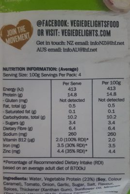 Veggie Mince Savoury 400G - Nutrition facts