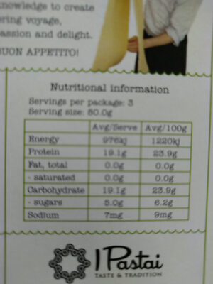Vegan Green Pea Casarecce - Nutrition facts