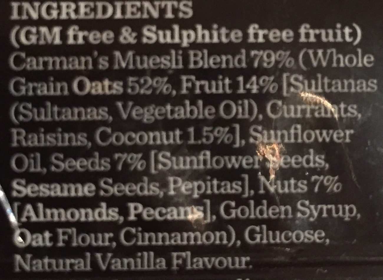 Classic Fruit and Nut Muesli Bar - Ingredients