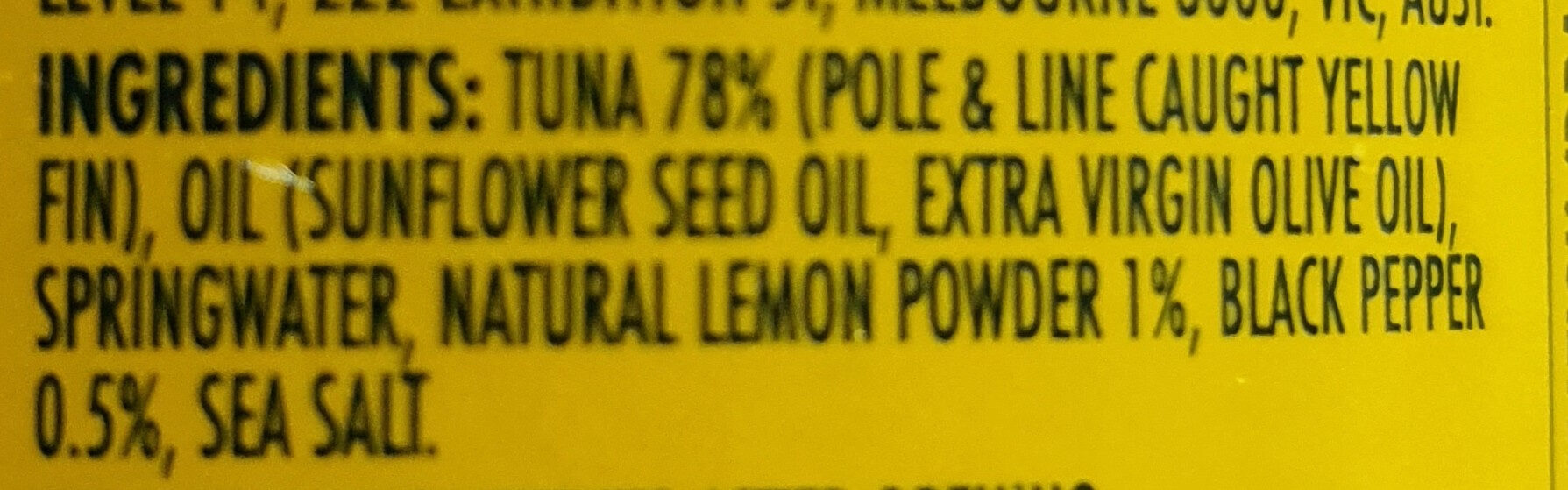 Lemon and Pepper Tuna in Oil - Ingredients