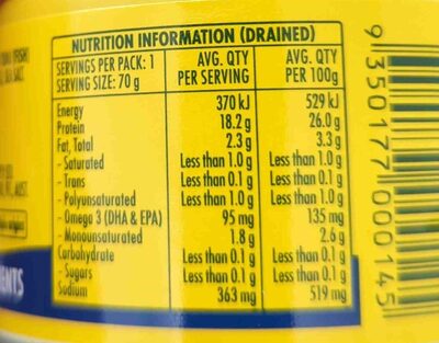 Lite Tuna in Oil - Nutrition facts