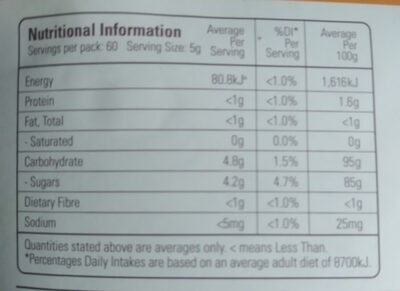 Organic rapadura sugar - Nutrition facts