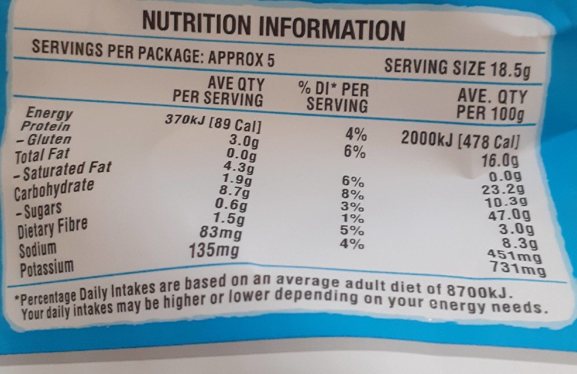 Harvest snaps baked pea crisps - Nutrition facts
