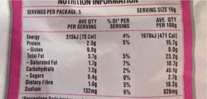 Baked pea crisps - Nutrition facts