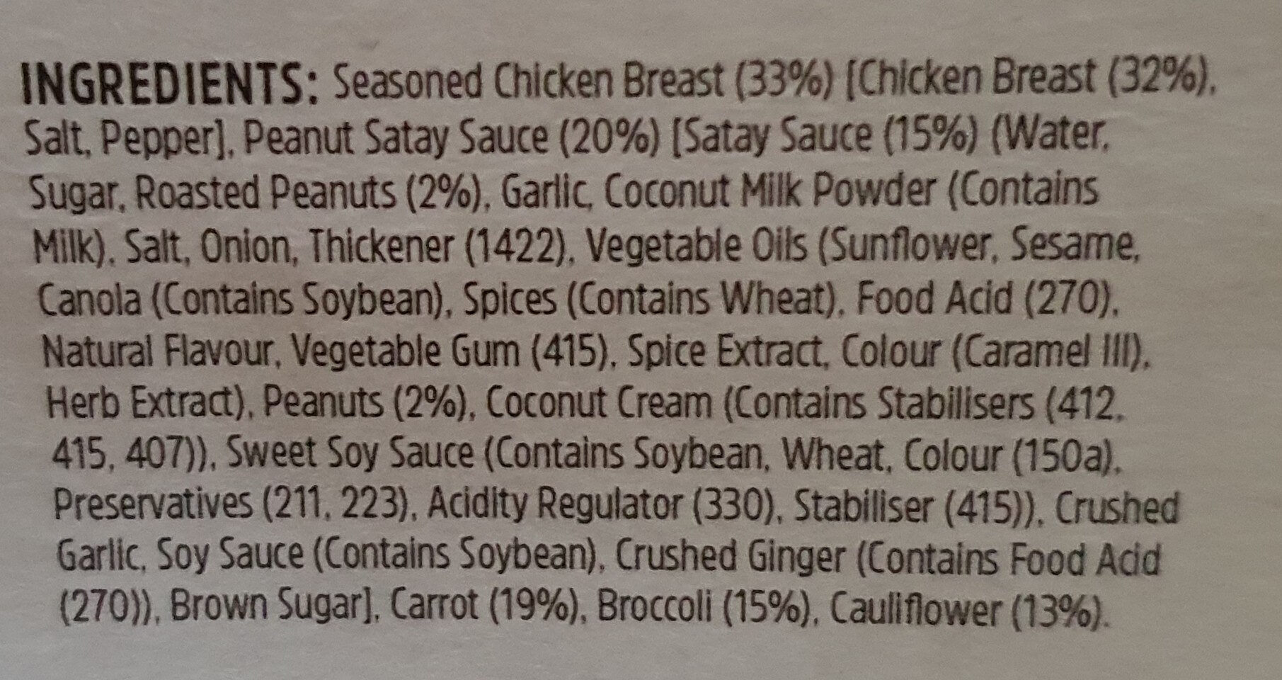 Satay Chicken - Ingredients