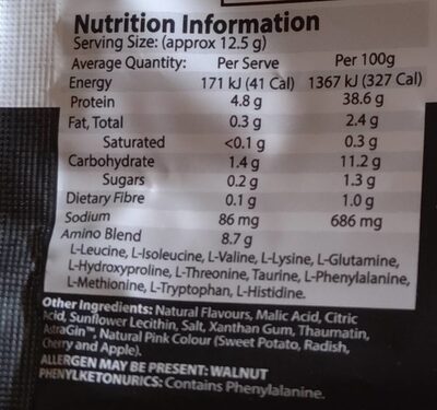 Zeus Juice - Nutrition facts