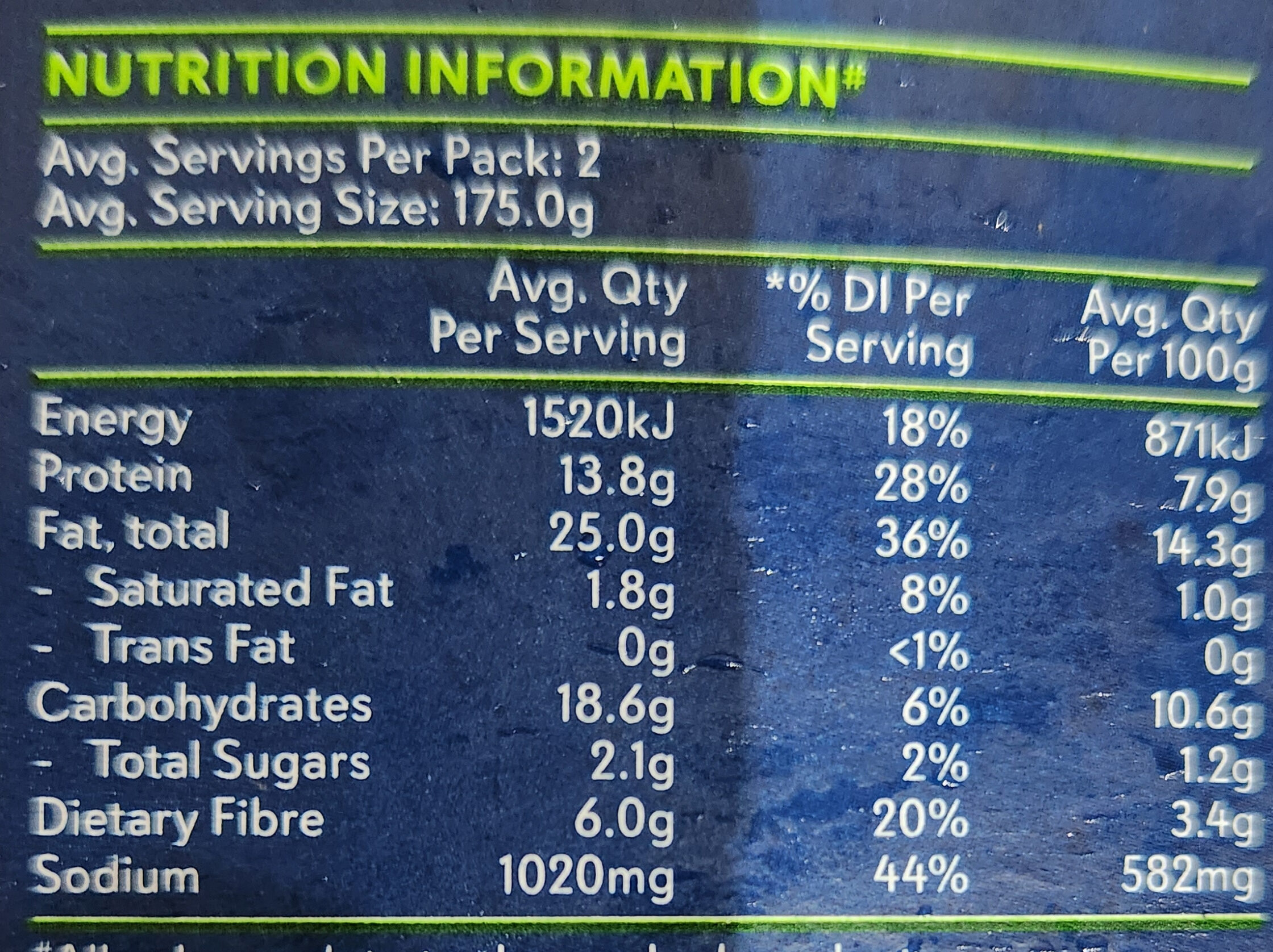 saucy garlic and parsley kiev - Nutrition facts