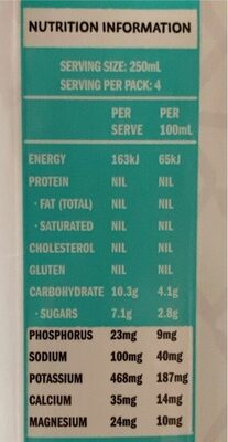 Pure Natural Coconut Water - Nutrition facts - fr