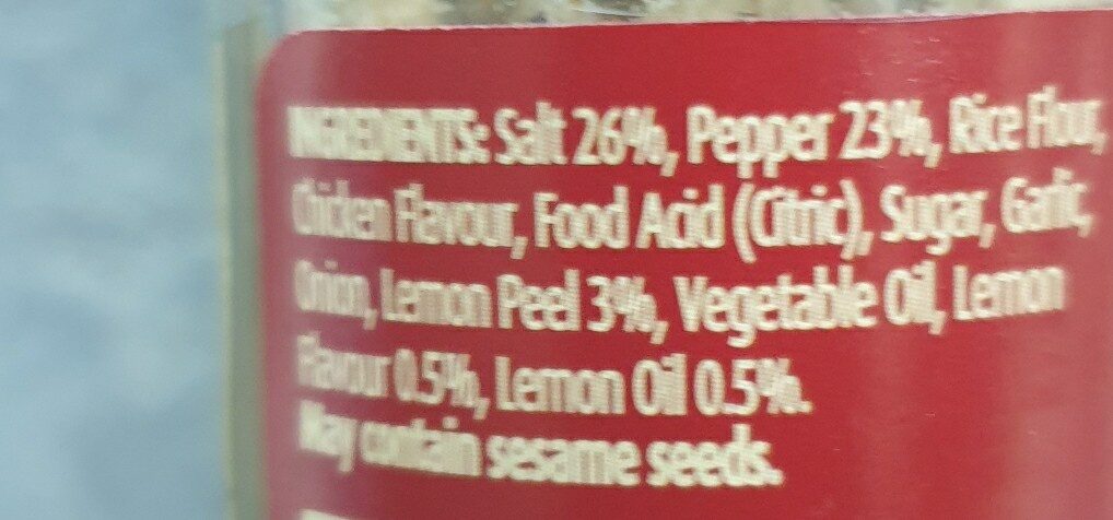 Lemon pepper spice blend - Ingredients
