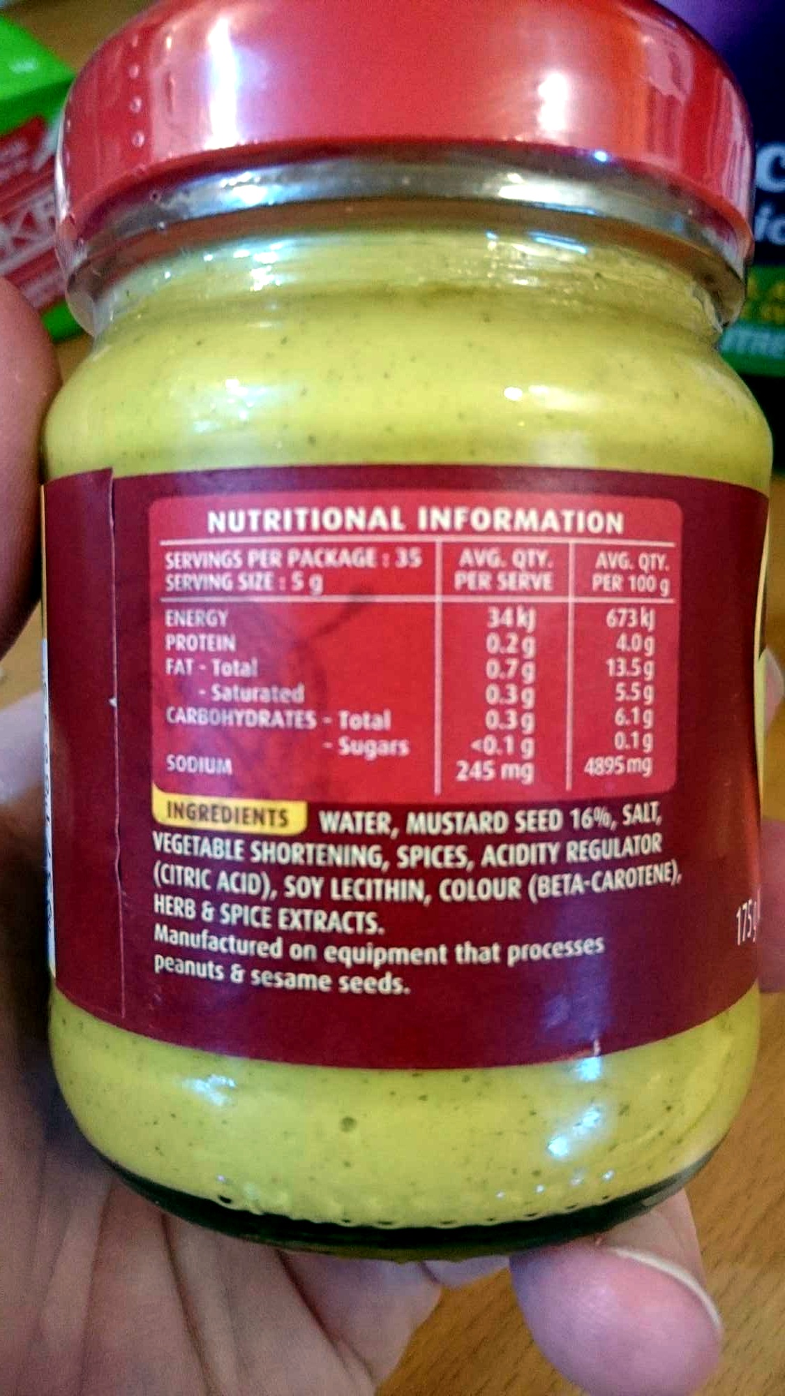 hot English mustard - Nutrition facts