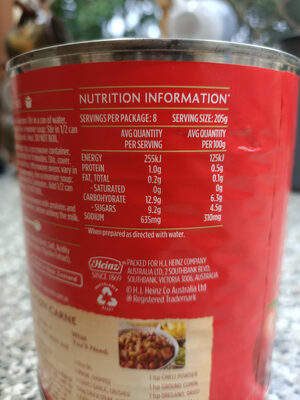 Big Red Tomato Soup - Nutrition facts