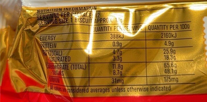 Squiggles - Nutrition facts