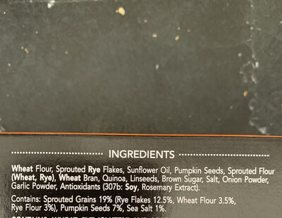 Cracker BreadSprouted Rye - Ingredients
