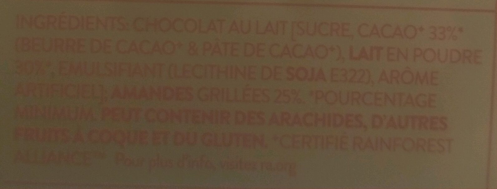 33% Cocoa Almond Gold Milk Chocolate Bar - Ingrédients