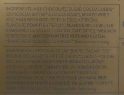 33% Cocoa Peanut Butter Milk Chocolate Bar - Ingrédients