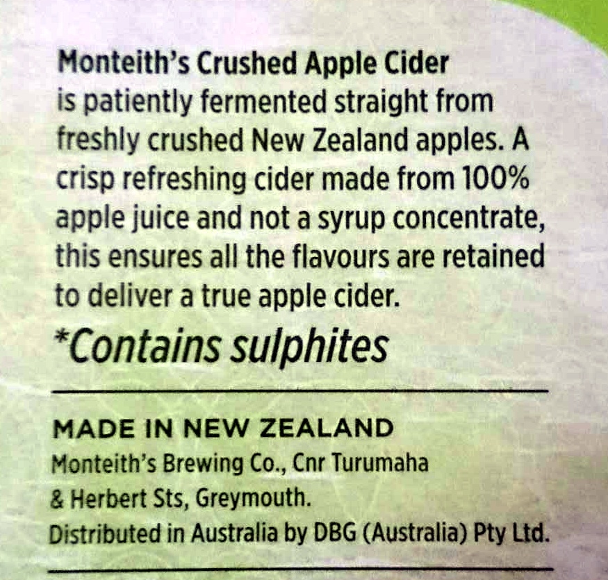 Crushed Apple Cider - Ingredients