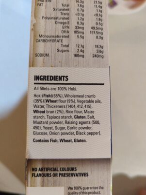 Australian Hoki wholemeal crumb - Ingredients