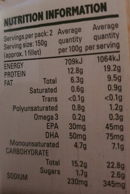 New Zealand Parmesan & Rosemary Ciabatta Crumb Fillets - Nutrition facts
