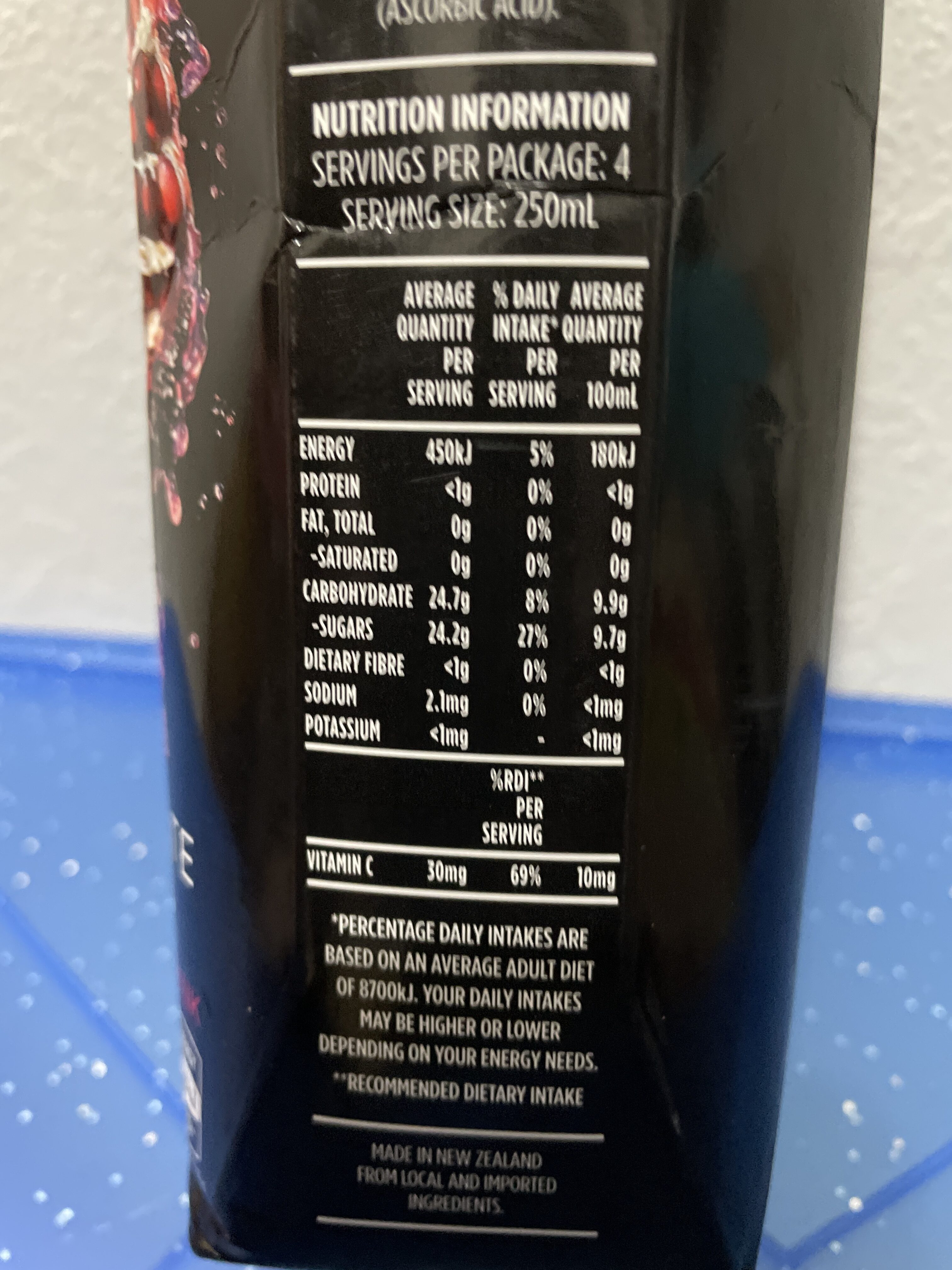 Pomegranate Drink - Nutrition facts