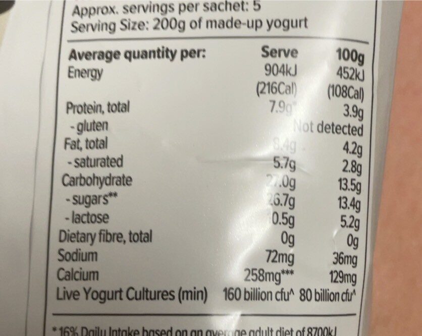 Greek-style Blueberry Flavour yogurt base - Nutrition facts - fr