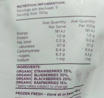 Oob Organic Mixed Berries - Voedingswaarden - en
