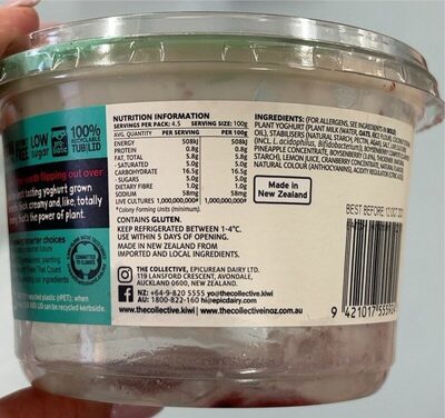 Dairy free priobiotic yoghurt plant boysenberry - Voedingswaarden - en