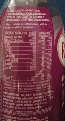 Ribena - Nutrition facts