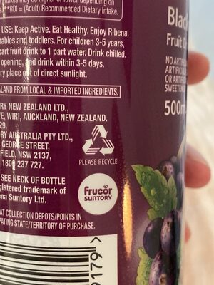 Ribena - Recycling instructions and/or packaging information