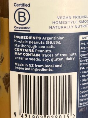 Peanut butter - Ingredientes - en