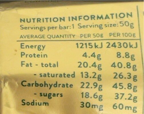 Coconut slab - Nutrition facts