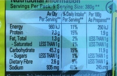 2 Minute Noodles Chicken Flavour - Nutrition facts